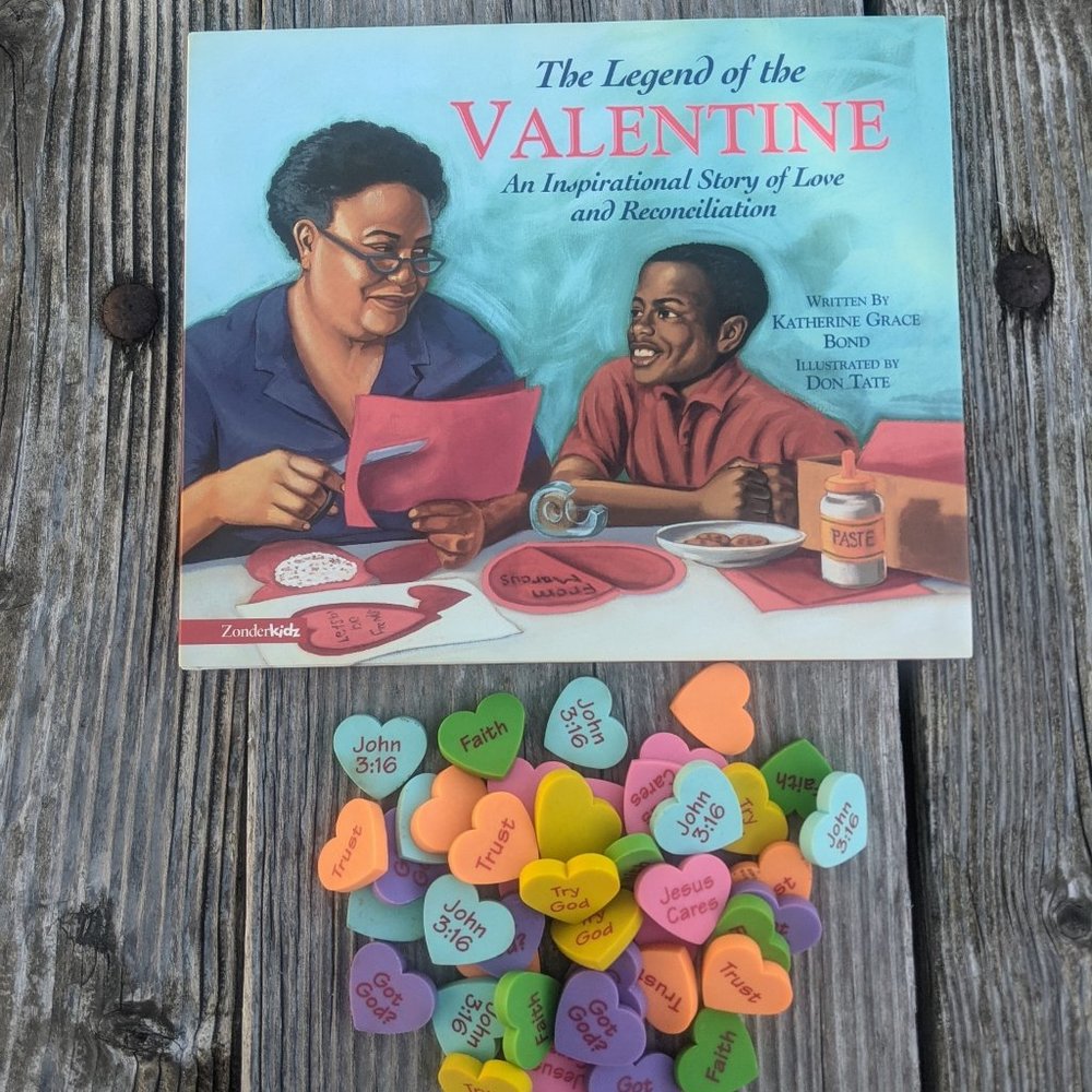 Valentine Book Plus Conversation Heart Erasers Bundle